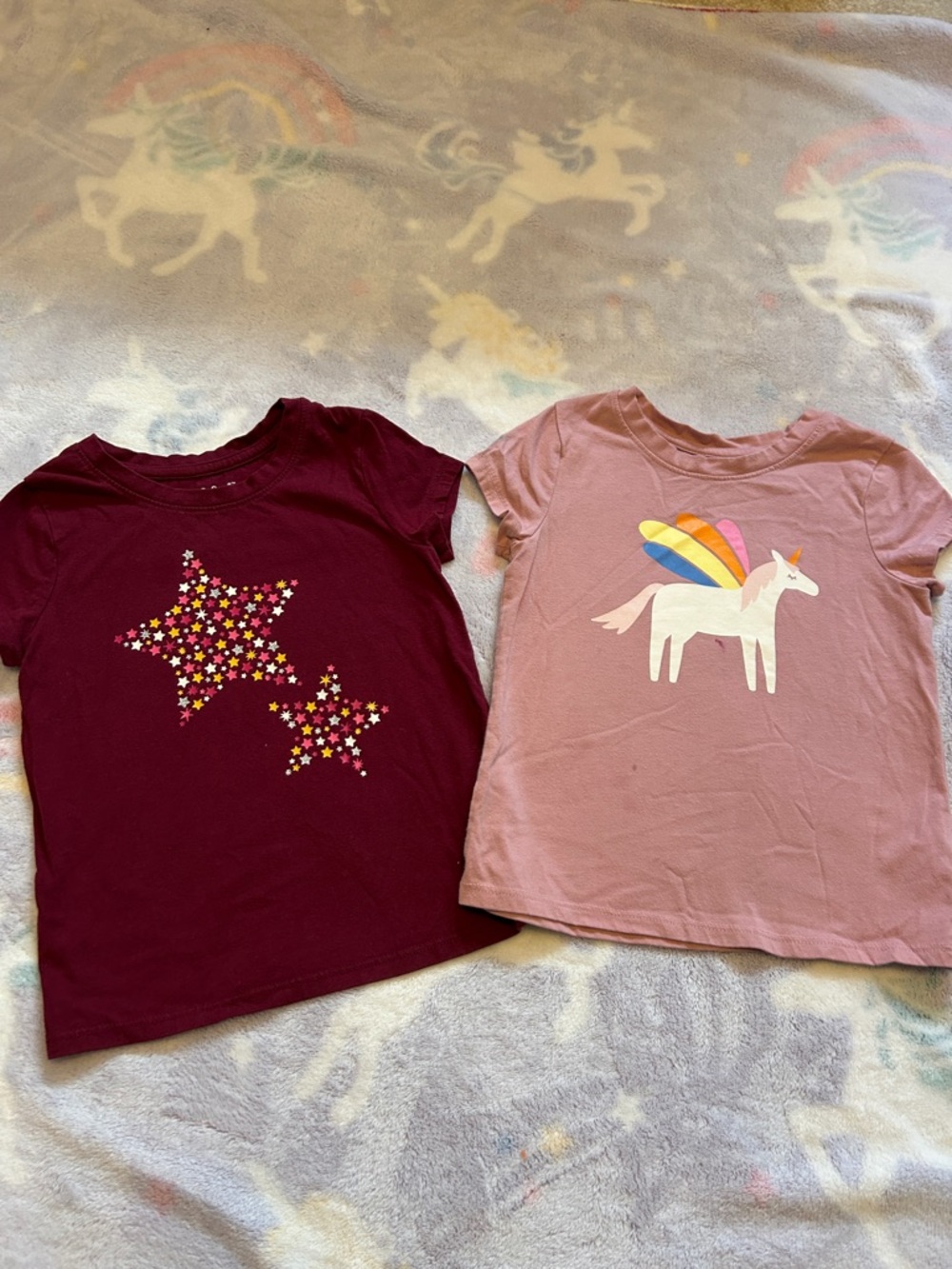 Cat & Jack Girls Short Sleeve Tees - Burgundy & Dusty Pink